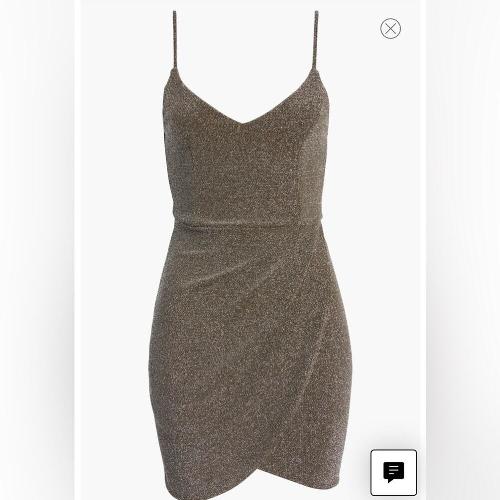 LULUS Forever Your Girl Metallic Body-Con Minidress - Olive Silver Large NWT